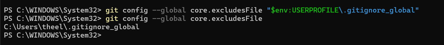 PowerShell output showing git status with no files tracked
